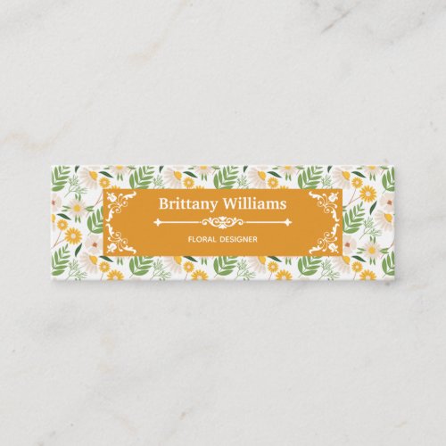 Elegant Floral Daisy Botanical Garden Pattern Mini Business Card