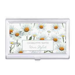 Elegant Floral Daisy Business Card Case