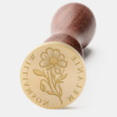 Elegant Floral Daisy Flower Custom Name  Wax Seal Stamp (Front)