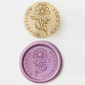 Elegant Floral Daisy Flower Custom Name  Wax Seal Stamp (Stamped)