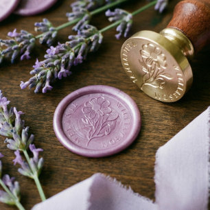 Elegant Floral Daisy Flower Custom Name  Wax Seal Stamp