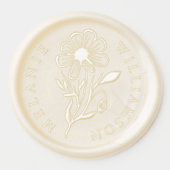 Elegant Floral Daisy Flower Custom Name Wax Seal Wax Seal Sticker (Front)