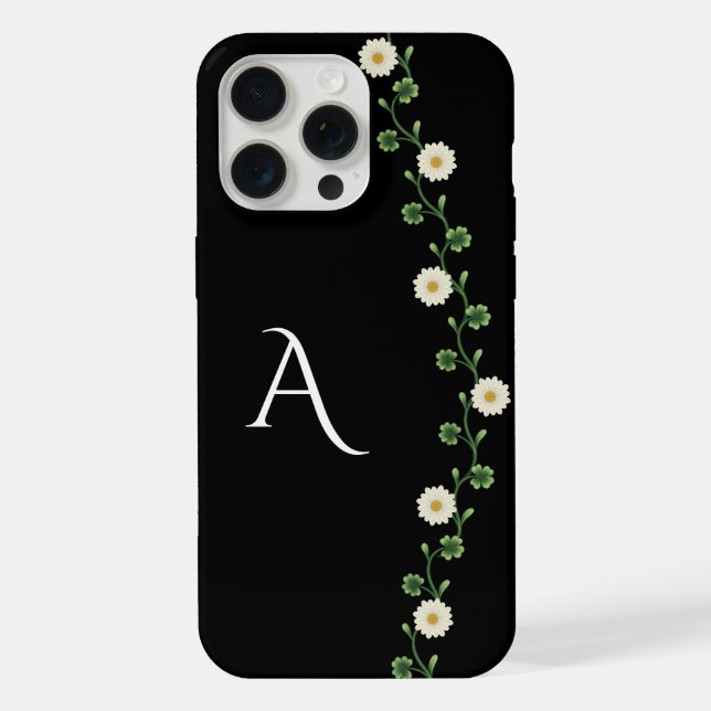 Elegant Floral Daisy Monogram Iphone Case (Back)