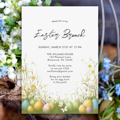Elegant Floral Daisy Watercolor Easter Invitation