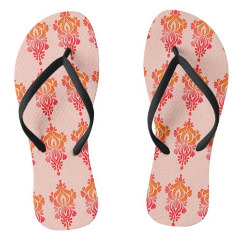 Elegant Floral Damask Chic Pattern Flip Flops