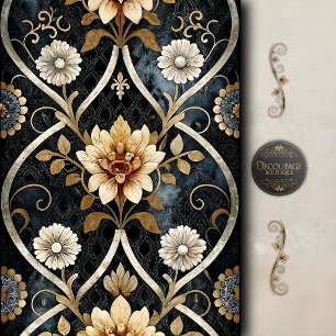 Elegant Floral Damask Decoupage Tissue Paper
