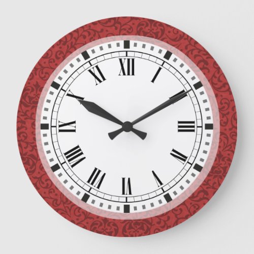 Elegant Floral Damask Inspired by William Morris Large Clock