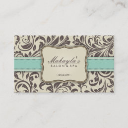 Elegant Floral Damask Modern Brown, Green &amp; Beige Business Card