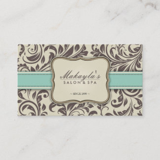 Elegant Floral Damask Modern Brown, Green & Beige Business Card