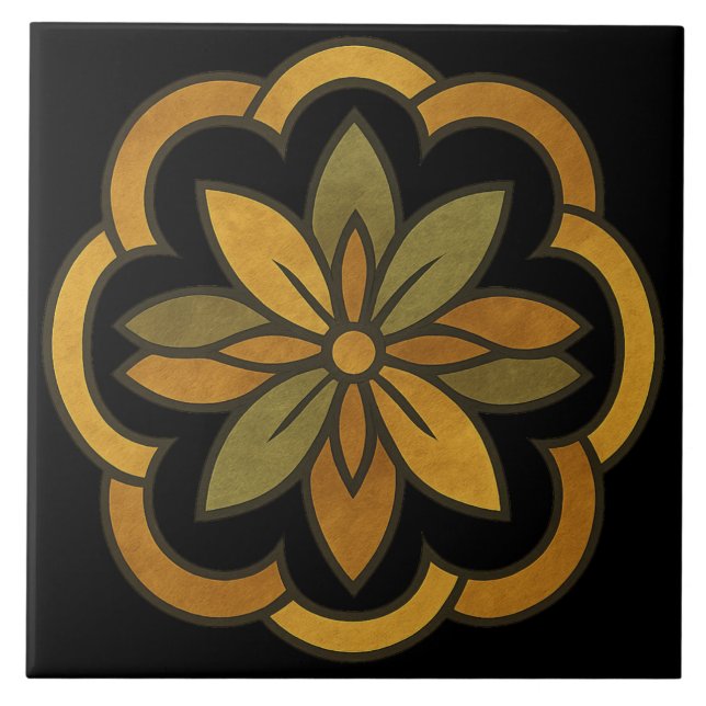 Elegant Floral Decor Ceramic Tile (Front)