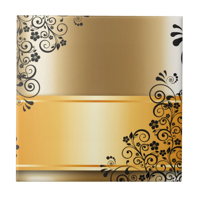 Elegant floral decoration ceramic tile (Front)