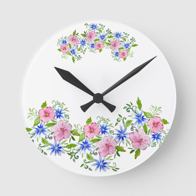 Elegant floral decoration pattern round clock (Front)