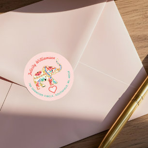 Elegant Floral Decorative Ornate Elephant Address Classic Round Sticker