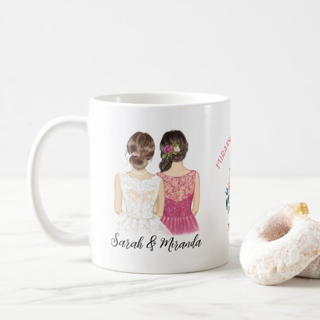 Elegant Floral Delight Bridesmaid Invitation Coffee Mug (With Donut)