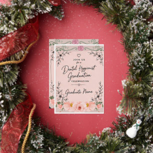 Elegant Floral Dental Hygienist Graduation Invitat Foil Invitation