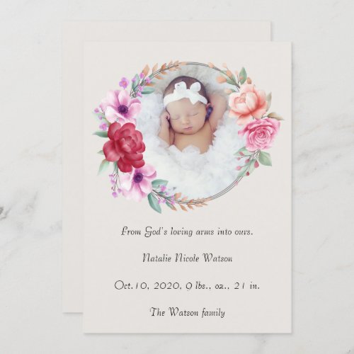 Elegant Floral Design Baptism Invitation