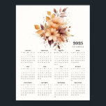 Elegant Floral Design Beige Color Flowers Calendar Poster<br><div class="desc">Brighten up your space with this beautiful 2025 one-page calendar, featuring a stunning array of flowers that bring a touch of elegance and color to any room. The floral artwork is both vibrant and serene, making it a perfect addition to your home, office, or as a thoughtful gift for flower...</div>