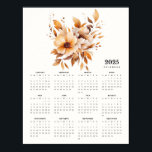 Elegant Floral Design Beige Tones Flowers Calendar Poster<br><div class="desc">Brighten up your space with this beautiful 2025 one-page calendar, featuring a stunning array of flowers that bring a touch of elegance and color to any room. The floral artwork is both vibrant and serene, making it a perfect addition to your home, office, or as a thoughtful gift for flower...</div>