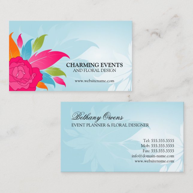 Elegant Floral Design Business Card (Front/Back)
