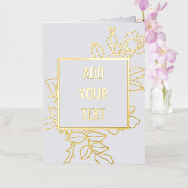 Elegant Floral Design Folded Foil Card (Orchid)