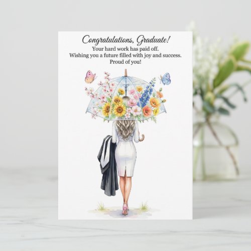 Elegant Floral Design Graduation Card