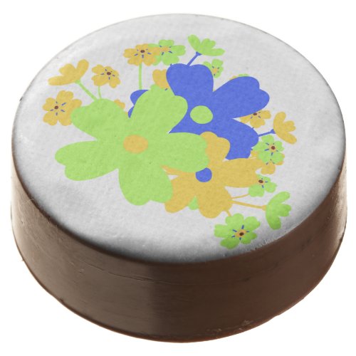 Elegant Floral Design in Blue Green Yellow Chocolate Covered Oreo