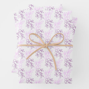 Elegant Floral Design in Purple Wrapping Paper Sheets