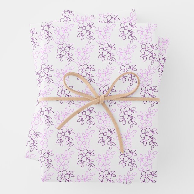 Elegant Floral Design in Purple  Wrapping Paper Sheets (In situ)