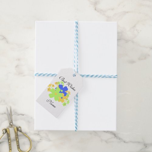 Elegant Floral Design in Yellow Blue Green Gift Tags