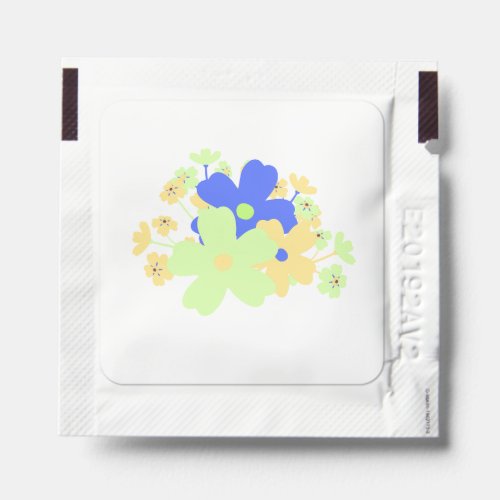 Elegant floral design in yellow green blue hand sanitizer packet