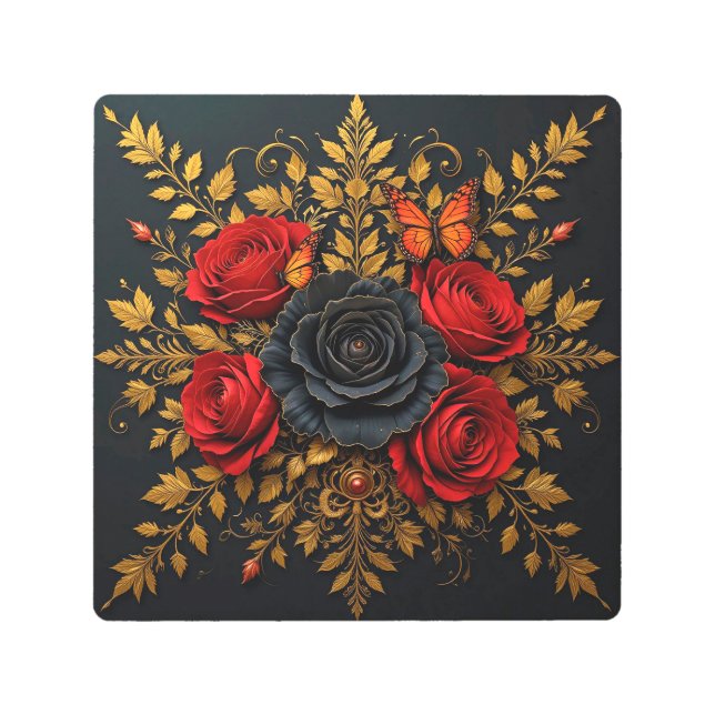 Elegant Floral Design Metal Print (Front)