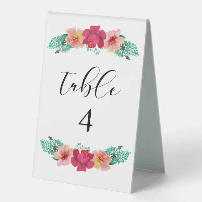 Elegant floral design Number Table Tent Sign | Zazzle