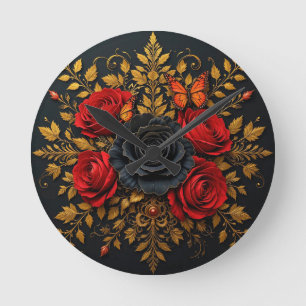 Elegant Floral Design Round Clock