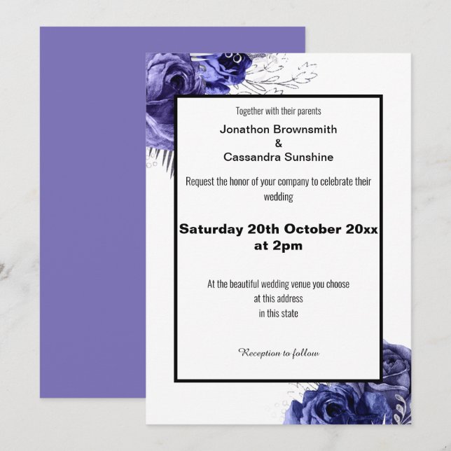 ELEGANT FLORAL DESIGN WEDDING INVITATION (Front/Back)