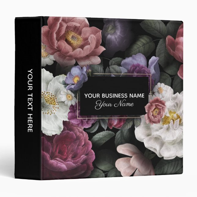 Elegant Floral Designer Custom 3 Ring Binder (Front/Spine)