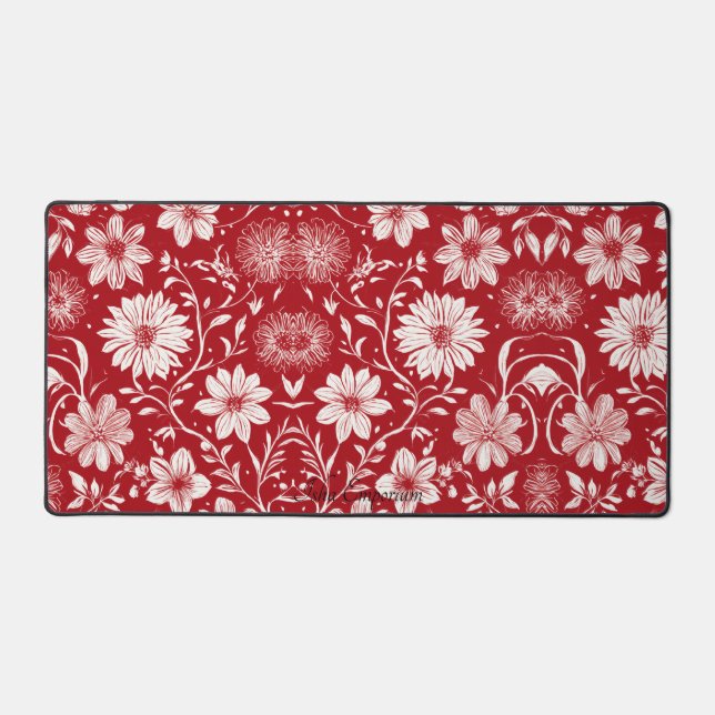 Elegant Floral Desk Mat (Front)