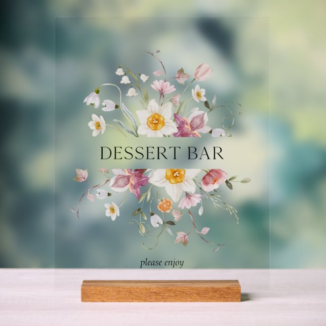 Elegant Floral Dessert Bar Sign (Neutral)