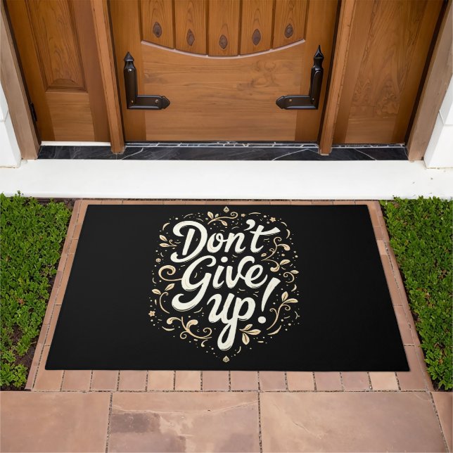 Elegant Floral "Don't Give Up!" Motivational  Doormat (Outdoor)