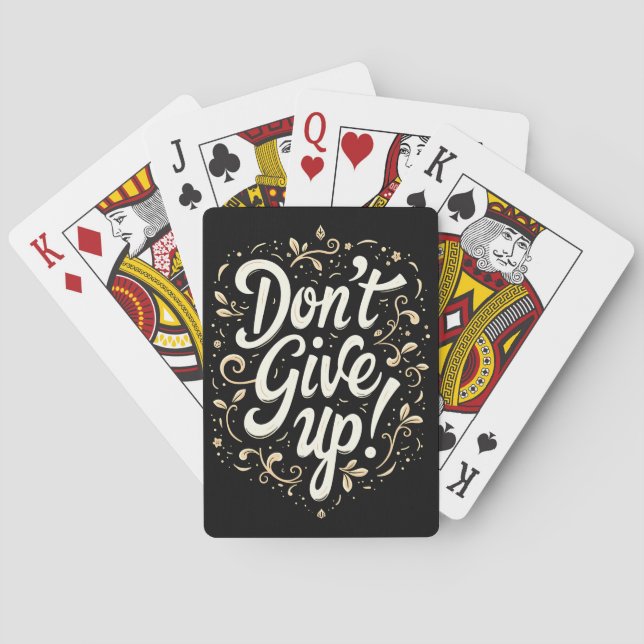 Elegant Floral "Don't Give Up!" Motivational Poker Cards (Back)