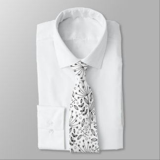 Elegant floral doodle  neck tie