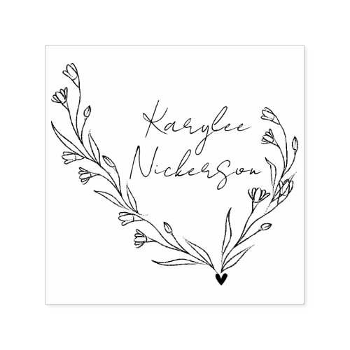 Elegant Floral Doodle Script Self_inking Stamp