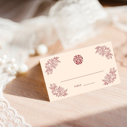 Elegant Floral Double Xi Seating Table Place Card