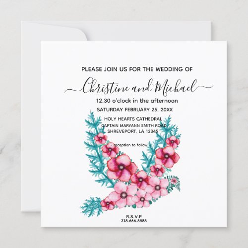 Elegant Floral Dove Peace Dove Wedding Invitation