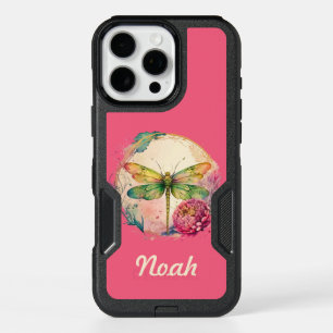 Elegant Floral Dragonfly w/ Custom Name iPhone 16 Pro Max Case
