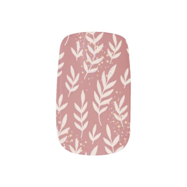 Elegant Floral Dream: Delicate Leafy Pattern Minx Nail Art (Left Thumb)