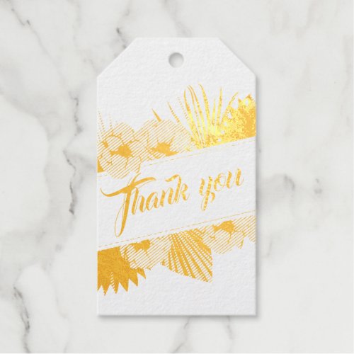 Elegant Floral Dried Pampas Grass Real Foil Gift Tags
