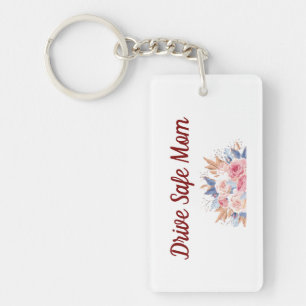 Elegant Floral Drive Safe Mom Photo keychain 