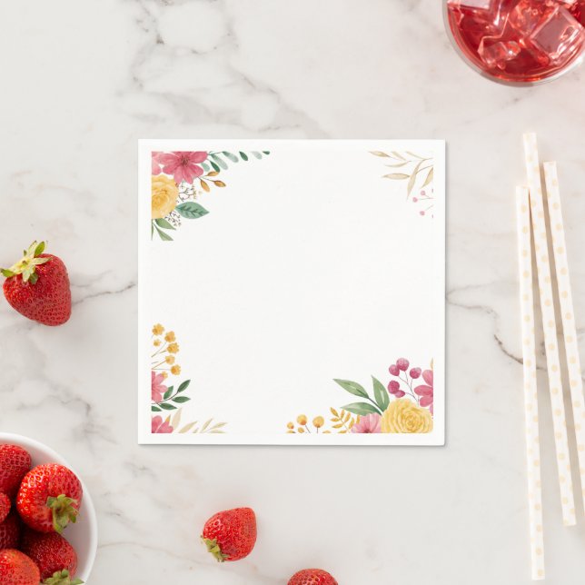 Elegant Floral Dual Name Bridal paper Napkins (Insitu)