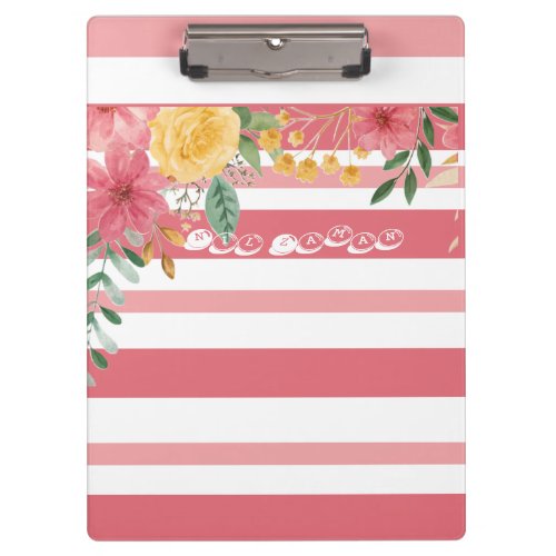 Elegant Floral Dual Name Bridal Shower Clipboard