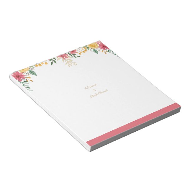 Elegant Floral Dual Name Bridal Shower Invitation Notepad (Angled)